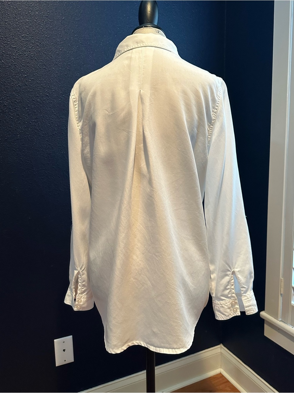 Chico's White Button Up Frayed Edge Shirt - Picture 4 of 10